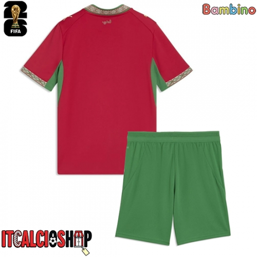 Marocco Prima Maglia Bambino Mondiali 2026 Manica Corta (+ Pantaloni corti)